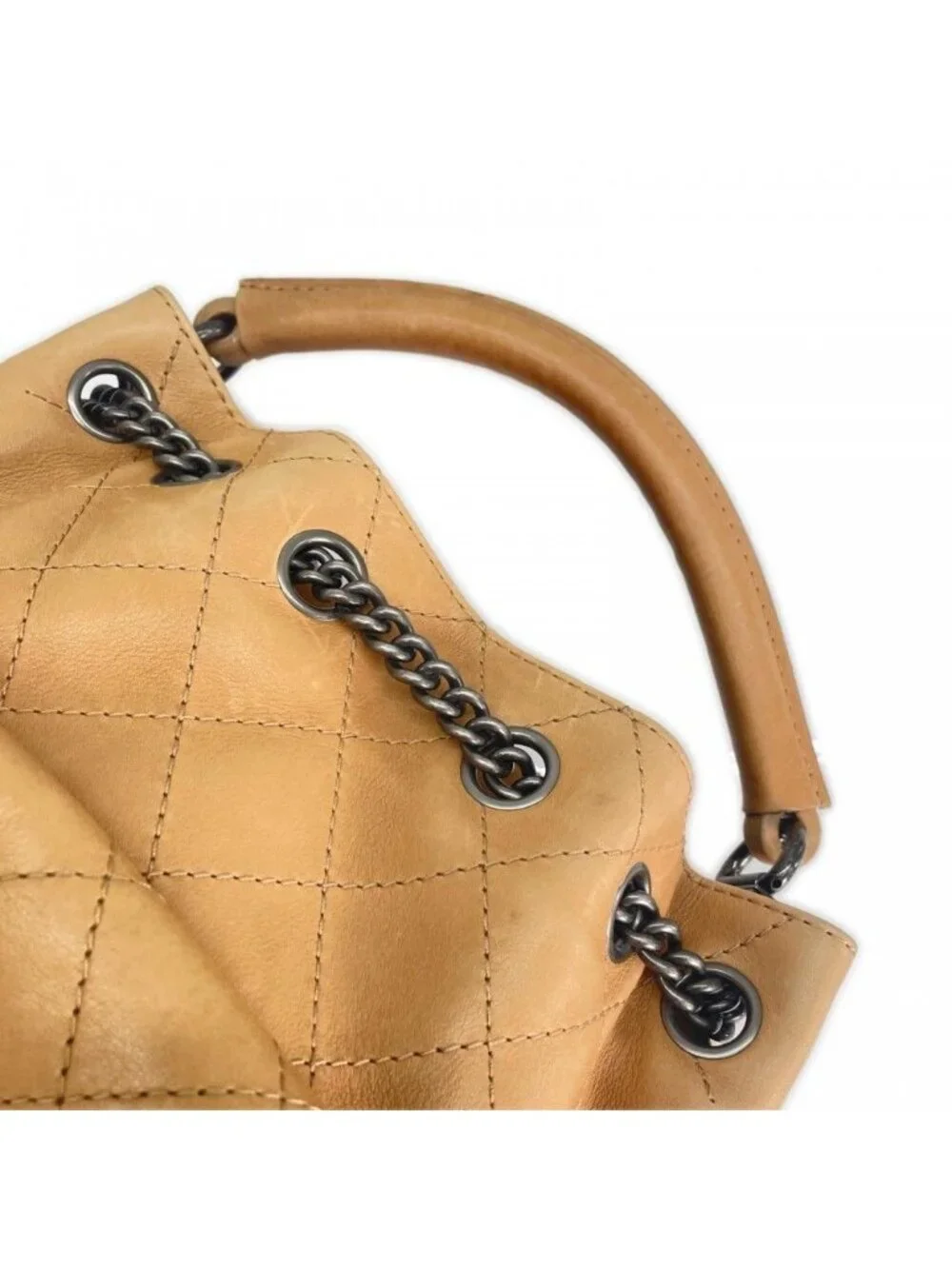 Chanel Handbag 3way CC Logo Leather Beige Silver